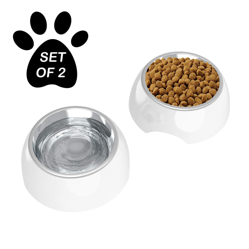 [Australia] - PETMAKER Pet Bowls – Raised Stainless Steel & Plastic Nonslip Rubber Bottom Food & Water Station for Pets White 12 oz 