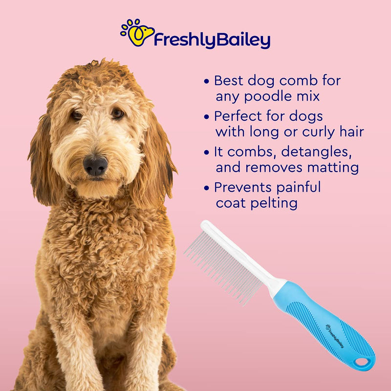 Dog & Cat Combs For Grooming Long Haired Cats & Dogs - Top Pet Detangler Brush For Long & Curly Hair - Comb Removes & Prevents Matted Fur - Perfect For Goldendoodle, Poodle Mixes, and Cat Undercoat - PawsPlanet Australia