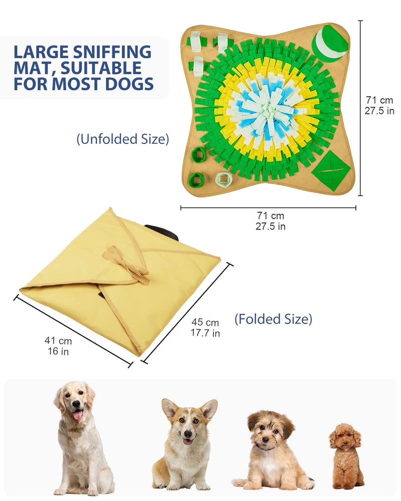 LIVACASA Snuffle Mat Foldable for Large Dogs Washable Pet Feeding Nosework Treats Mat Puzzle Training Toy For Dogs Large Medium Puppies Non Slip Sniffing Games One Size Green - PawsPlanet Australia