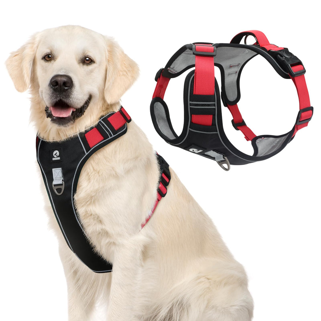 Dog Harness,No Pull Pet Harness with 2 Leash Clips & Handle,Easy to Put on & Take Off(Black,S) S:Chest girth 14-18.9" Black - PawsPlanet Australia
