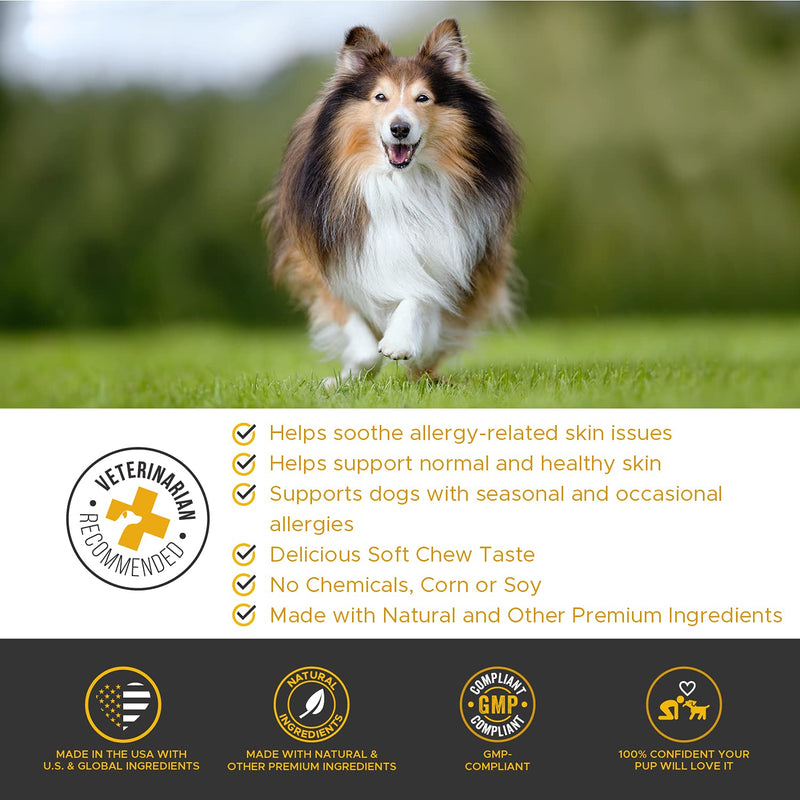 PetHonesty Allergy SkinHealth - Fish Oil for Dogs with Omegas, DHAGold, Flaxseed, Probiotics for Itch-Free Skin, Shiny Coats, Helps Reduce Shedding - Soft Chews for Healthy Skin & Coat Duck - PawsPlanet Australia