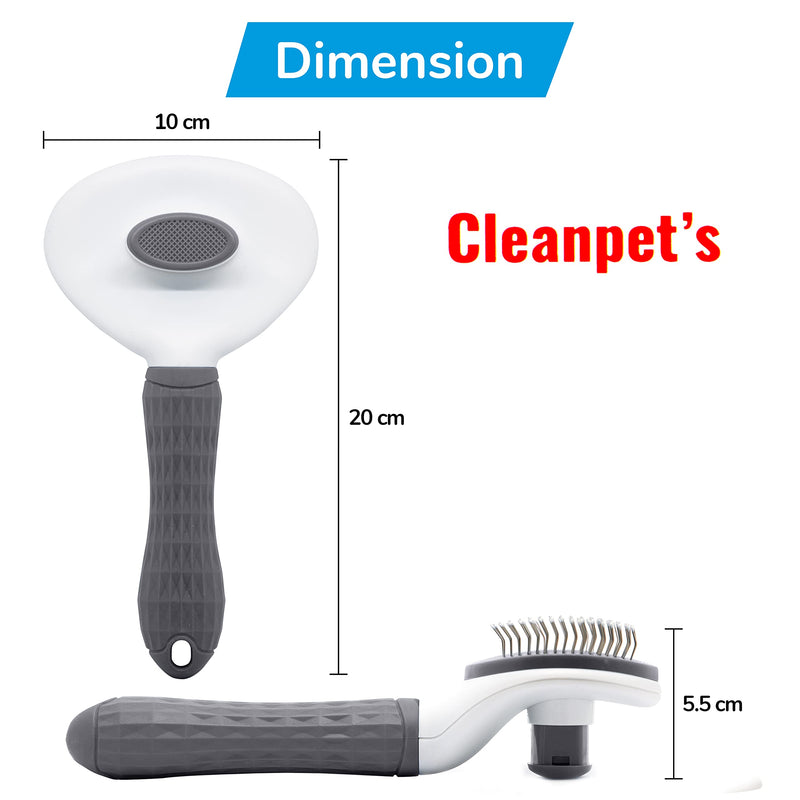 Cleanpet's dog brush and cat brush for cats, dogs and puppies with short and long hair, self-cleaning animal hair brush, removes undercoat, gray - PawsPlanet Australia