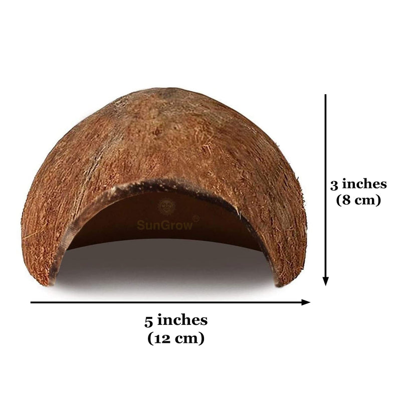 SunGrow Hermit Crab Huts, 5x3 Inches, Arthropod's Coconut Hide, Spacious Coco Tunnel, Use as Hermit Cave or Climber 1 Piece - PawsPlanet Australia