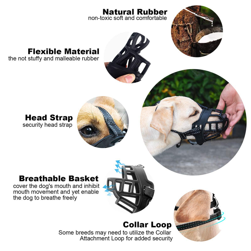 PetIsay Dog Muzzle, Soft Breathable Basket Silicone Muzzles for Dog, Prevent Biting, Chewing and Barking, Allows Drinking and Panting, Used with Collar - 6 Sizes, 2 Colours(Black, XS) 1-XS Black - PawsPlanet Australia