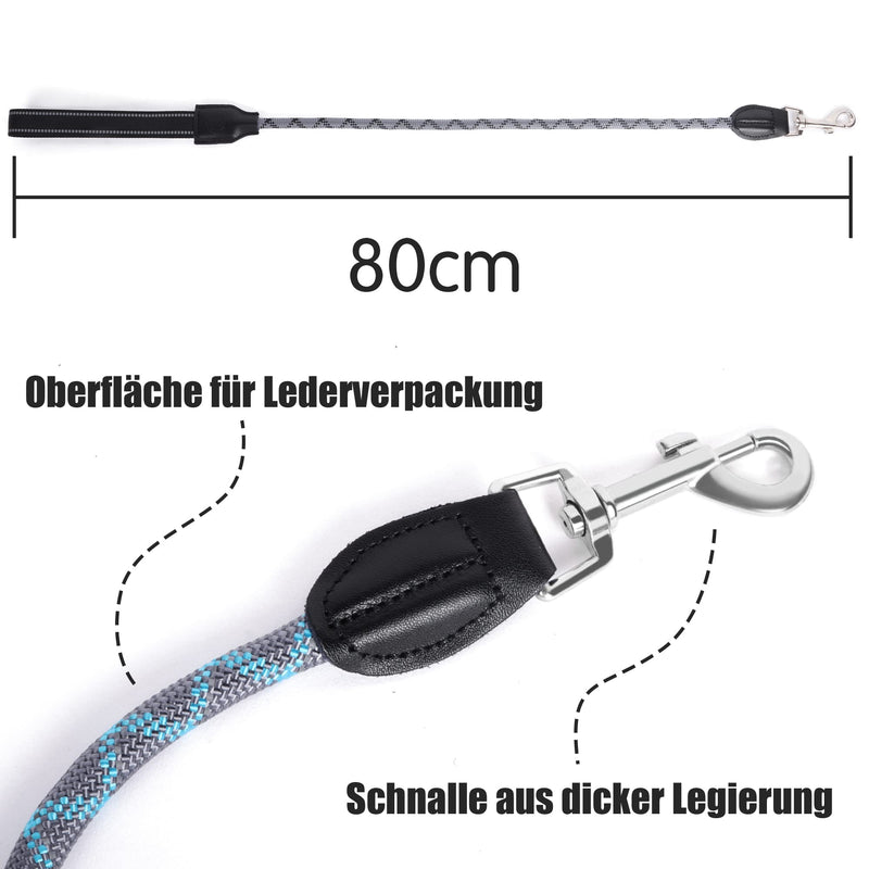 Lollanda Short Dog Lead for Medium Large Dogs, Nylon Dog Lead, 80 cm Training Lead, Dog Lead with Padded Handle, Short Lead Dog Rope, Reflective Dog Lead (Black) Black - PawsPlanet Australia