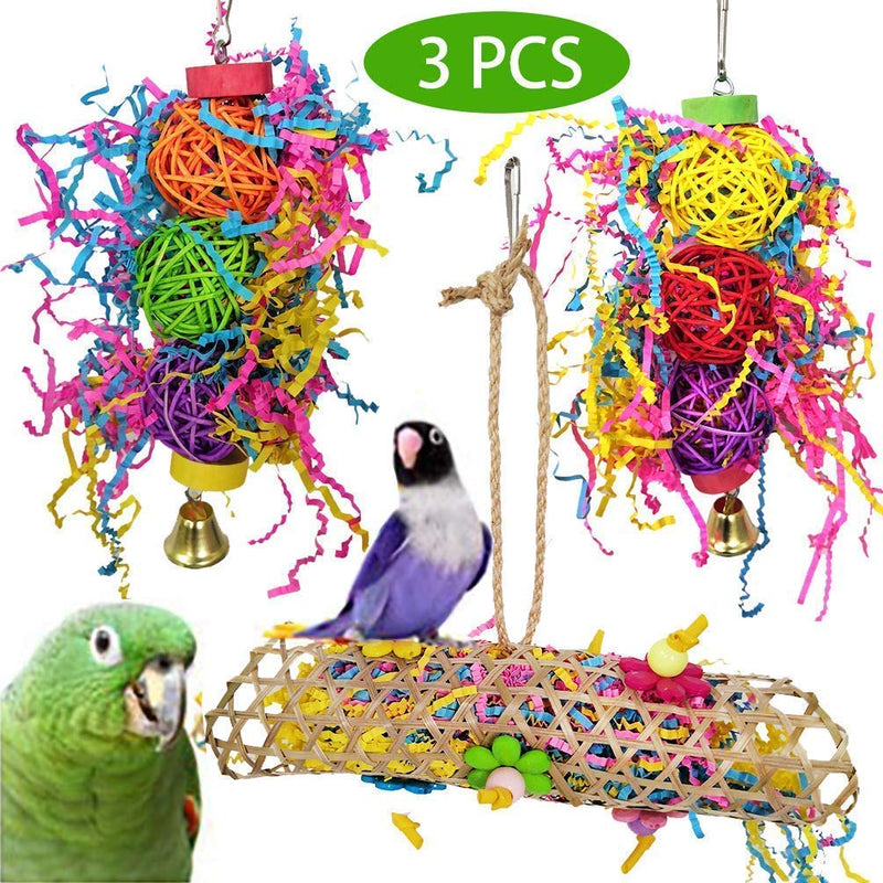 3 Pack Bird Chewing Toys Foraging Shredder Toy Parrot Cage Shredder Toy Bird Loofah Toys Foraging Paper Hanging Toy for Lovebird Cockatiel Conure African Grey Parrot Budgies Parakeet by BCD World - PawsPlanet Australia