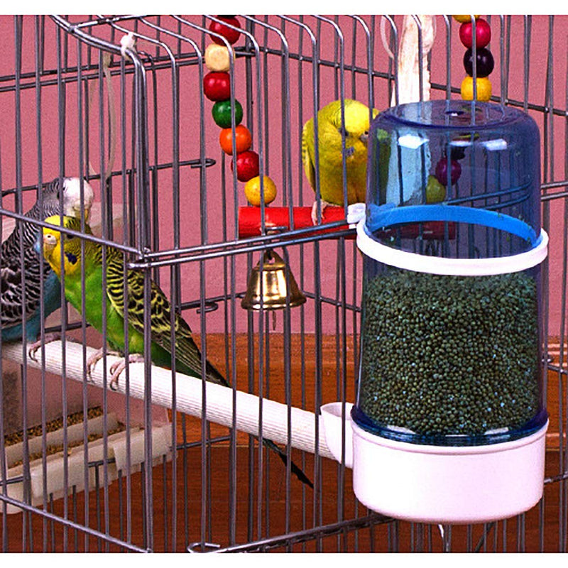 2 Pack Automatic Bird Feeder Bird Water Bottle Drinker Clear Food Seed Dispenser Container Set Hanging in Cage No-Mess for Parrots Budgie Cockatiel Lovebirds Finch Canary Hamster 415ml Blue - PawsPlanet Australia