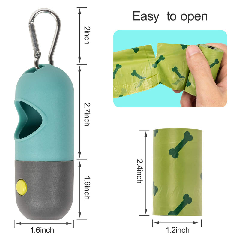 [Australia] - KINTEN Dog Poop Bag Dispenser, Poop Bag Holder with LED Flashlight for Leash, Pet Waste Bag Distributor, Carabiner Fastener Included, 1 Pack 