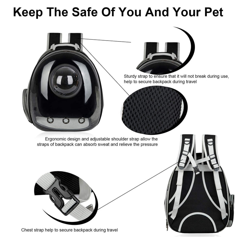 AJY Cat Carrier Dog Carrier Backpack in Black, Pet Carrier Back Pack Pack for Small Medium Cat Puppy Doggie, Dog Body Carrying Bag Travel Space Capsule for Travel, Hiking, Walking & Outdoor Use Black Pet Backpack - PawsPlanet Australia