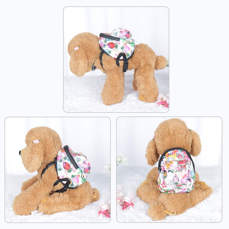 [Australia] - uxcell Dog Backpack Adjustable Straps Cartoon Printed Puppy Pet Carrier Holder Bag with Leash Rope for Outdoor Hiking Camping #4 S 