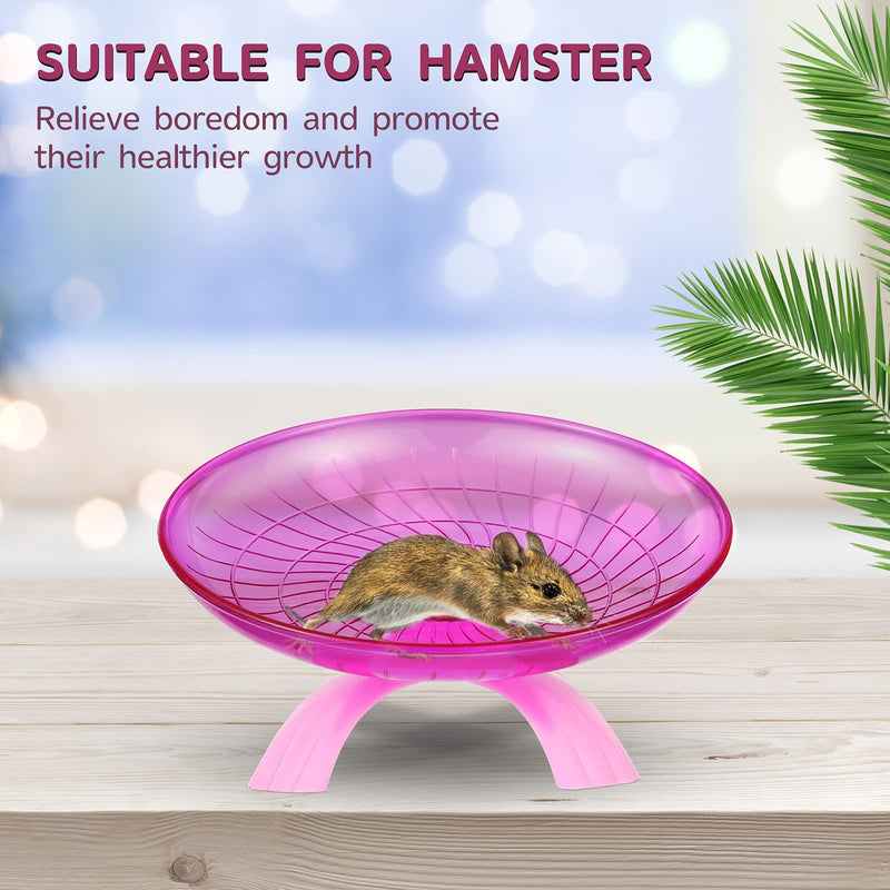 POPETPOP Flying Saucer Wheel Spinner Non Slip Run Disc for Hamsters Hedgehogs Small Pets Exercise Wheel (Pink) - PawsPlanet Australia