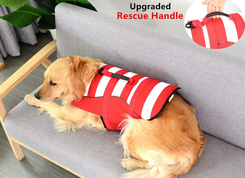 [Australia] - Fragralley High Visibility Dog Life Jacket Safety Vests for Swimming, Superior Buoyancy & Rescue Handle X-Small Bright Red 