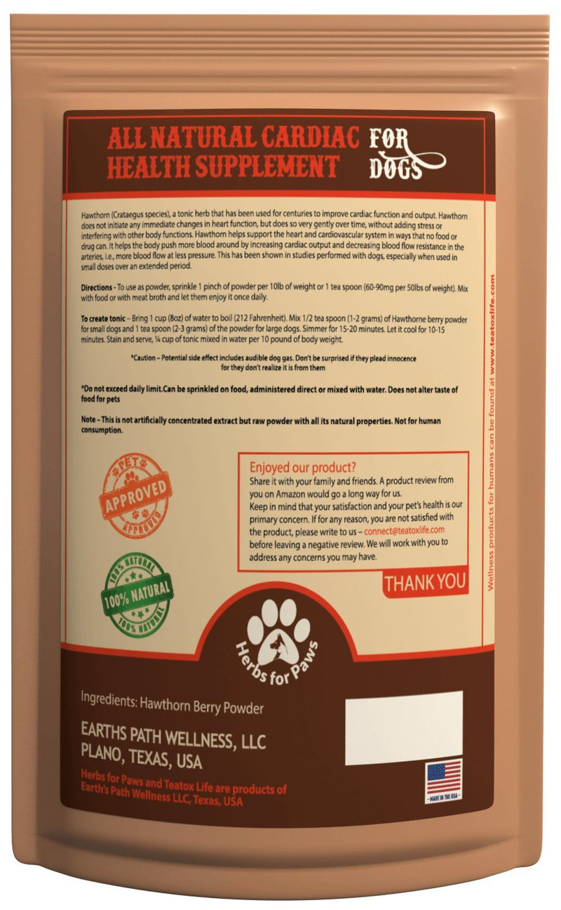 Dog Cardio Strength Heart Murmur Supplement Hawthorn Berry Powder, vitamins for pet heart health | Made in USA - PawsPlanet Australia