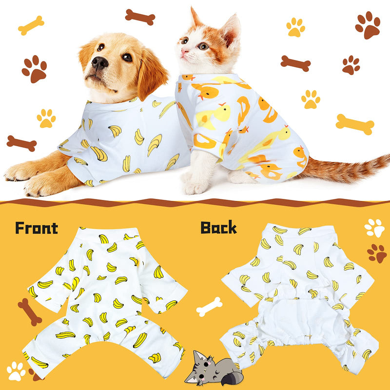 4 Pieces Puppy Dog Pajamas Pet Dog Jumpsuit Puppy Bodysuits Long Sleeve Jumpsuit for Small Medium Pet Dog Cat, 4 Styles - PawsPlanet Australia