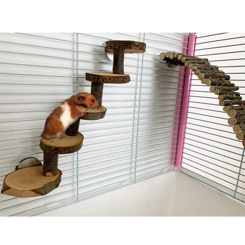 ruitong Natural Apple Wooden Hamster Chew Toys Ladder Bridge for Parrot Ferret Squirrel Hamster Rat Small Animals Little Rodent to Play and Exercise Wooden Ladder - PawsPlanet Australia