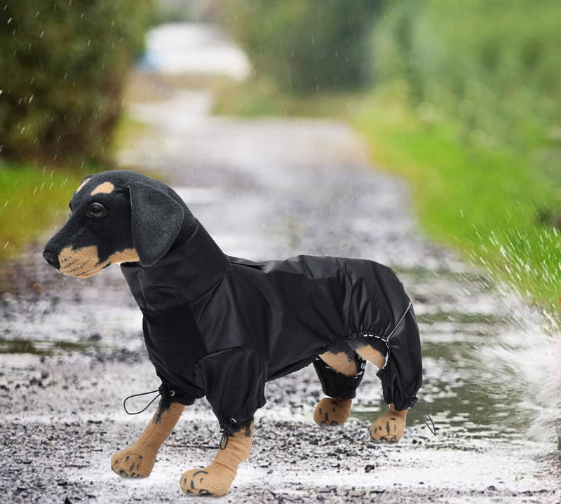 Geyecete Dog Zip Up Dog Raincoat, Rain/Water Resistant, Dog Raincoat Lightweight Pet Waterproof Jacket for Medium and Small Dogs Puppy Four Legs Poncho Black-XS XS - PawsPlanet Australia