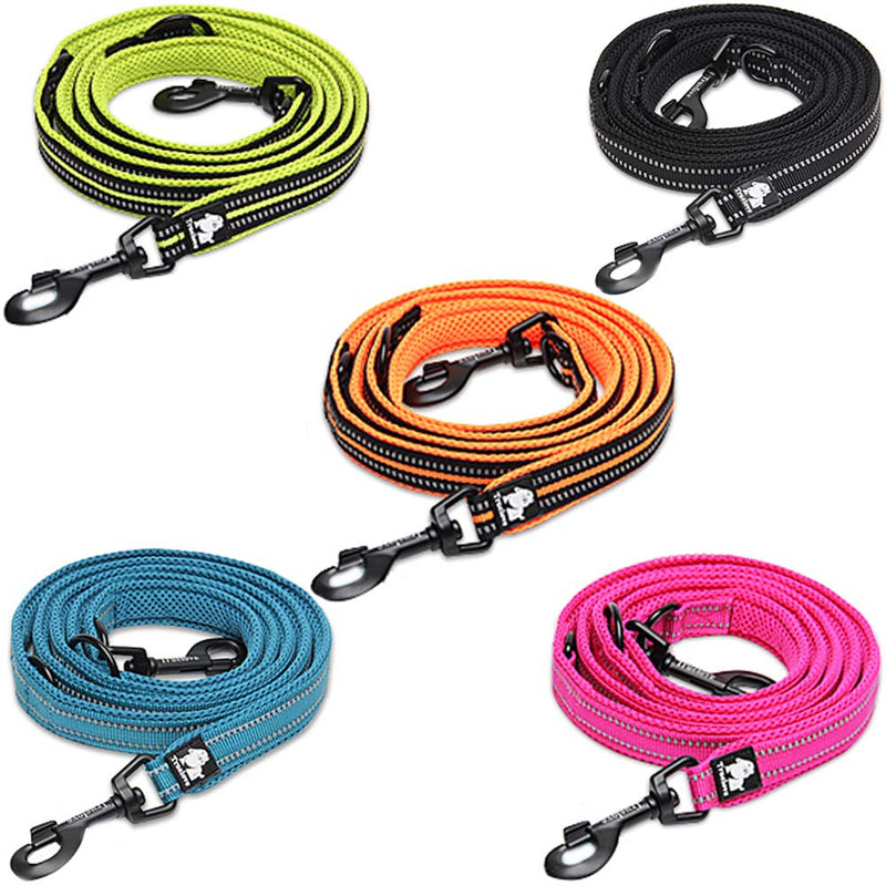 [Australia] - Creation Core Multi-fuctional Reflective Dog Leash with Snap Hook Adjustable Hands Free Walking Training Running Leash L 1" Width, 3.6-6.6Ft Black 