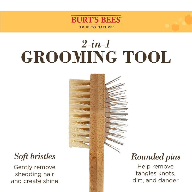 Burt's Bees for Cats 2-in-1 Double-Sided Needle and Bristle Brush for Cats | One side of the cat brush removes loose fur and prevents tangles Cat brush is ideal for everyday use - PawsPlanet Australia