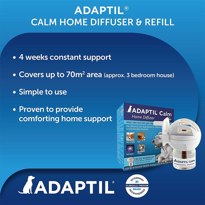 ADAPTIL Calm Home Diffuser with 30 day refill - comfort, calming & anxious dog, anti-stress 48 ml (Pack of 1) - PawsPlanet Australia