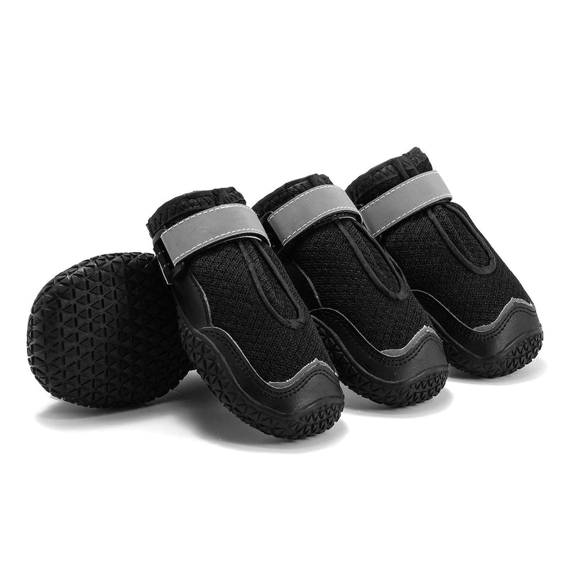 Hcpet Dog Boots, Breathable Dog Shoes for Summer, Mesh Paw Protectors with Reflective Strips for Small Medium Large Dogs 4PCS Black-Mesh rubber diamond 1#(W1.38) - PawsPlanet Australia