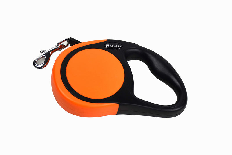 [Australia] - Fit4Less Retractable Dog Leash 16 ft Length Ideal for Small and mid Size up to 55lbs, with one Button Break and Lock. Orange 