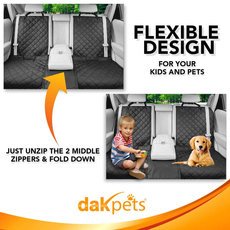 DakPets Dog Car Seat Covers - Pet Car Seat Cover Protector – Waterproof, Scratch Proof, Heavy Duty and Nonslip Pet Bench Seat Cover - Middle Seat Belt Capable for Cars, Trucks and SUVs Large - PawsPlanet Australia