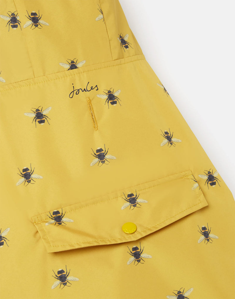 Rosewood Joules Bee Print Water Resistant, Mustard Yellow, Packaway Dog Coat Small - PawsPlanet Australia
