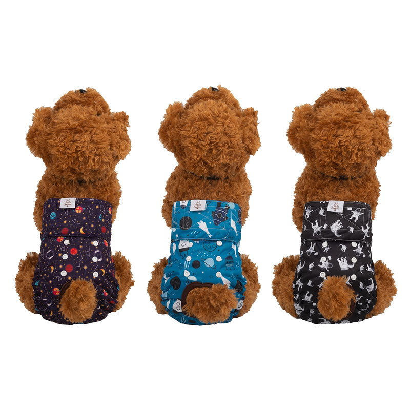 CuteBone Dog Diapers Female Reusable 3 Pack for Doggie in Heat, Washable Dog Pants Astronaut&rocket&universe XS - PawsPlanet Australia
