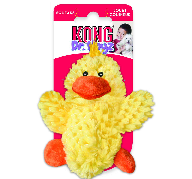 KONG - Plush, Low Stuffing Squeaky Duck Dog Toy - Replacement Squeaker Included - For Small Dogs 1 Count (Pack of 1) - PawsPlanet Australia