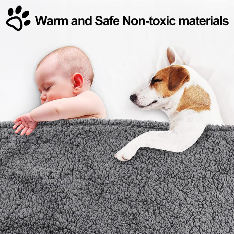 Onarway Waterproof Dog Blanket of Reversible Sherpa Fleece for Bed, Couch, Sofa, and Floor, 70cm×100cm Waterproof Dog Bed Cover for Puppies, Cats, Dogs or Other Small Medium Pets Grey S(70CM x 100CM) - PawsPlanet Australia