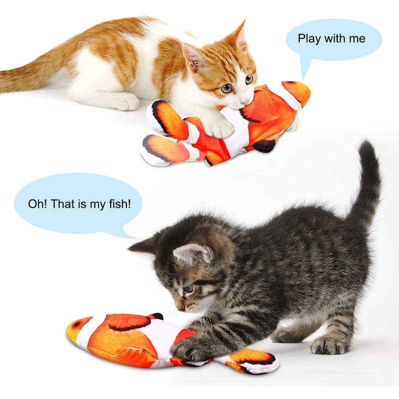 2 Pack Moving Cat Fish Toy Electric Realistic Plush Simulation Floppy Fish Cat Toys for Indoor Cats Funny Interactive Pets Chew Bite Kick Wagging Fish Toy for Cat Kitten - PawsPlanet Australia