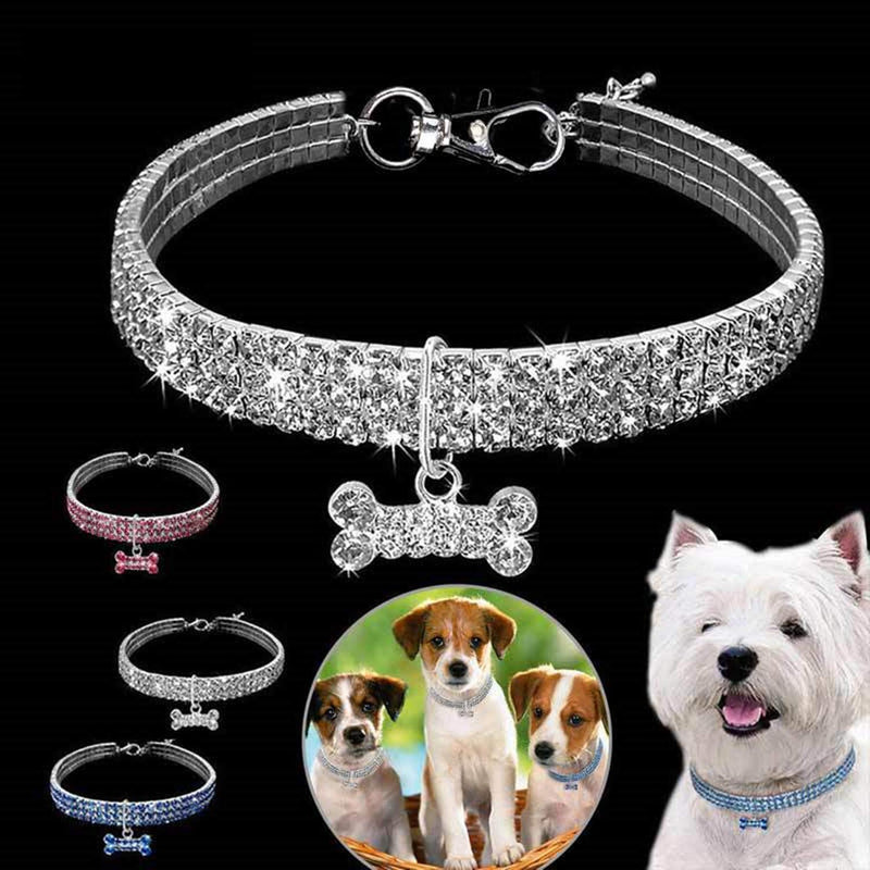 Rhinestone cat collar crystal pet collar pet necklace cute cat and dog elasticity adjustable shiny rhinestone necklace kitten puppy wedding collar suitable for small pet cat kitten puppy - PawsPlanet Australia