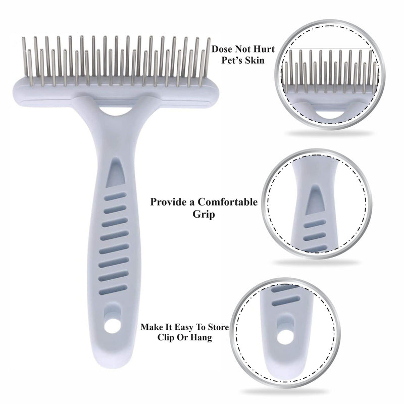 Undercoat Rake Dog Grooming Brush Dematting Self Cleaning Slicker Brush Puppy Brush Double Row Teeth Pin Metal Comb De-Shedding Tool Removes Loose Hair Tangled Knot Detangling Small Cats Pet Cockapoo - PawsPlanet Australia