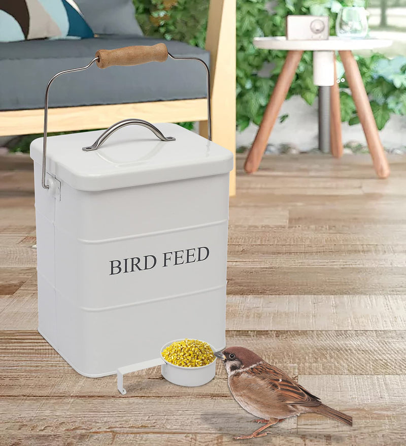 Geyecete Bird Feeder,Bird Food Jar Pet Food Storage Airtight Food Storage Container-White White - PawsPlanet Australia