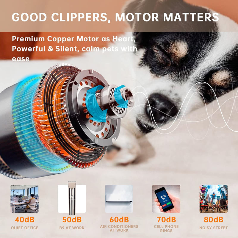 IMOUMPET - Dog Clippers for Grooming Cordless Pet Hair Clipper Professional Trimmer Supplies Rechargeable Electric Shaver Tool, Low Noise High Power for Dogs Cats Pets with Thick Heavy Coats - PawsPlanet Australia