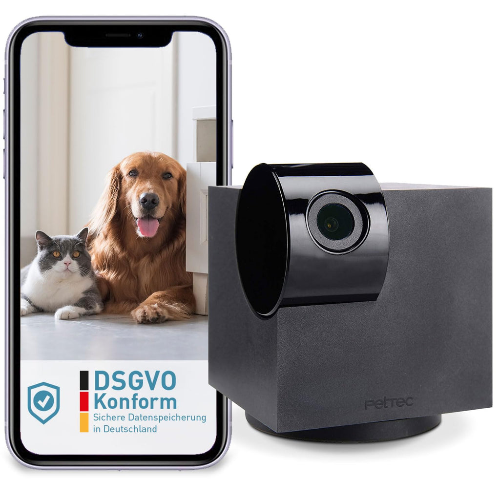 PetTec Cam 360° dog camera with app without subscription trap, WiFi, voice function & night vision - pet surveillance camera full HD - pet camera for dogs & cats, pet camera motion detector & barking alarm Pet Cam 360° (for medium/larger rooms) - PawsPlanet Australia