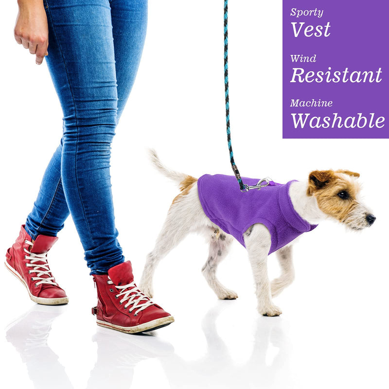Dog Fleece Vest 4 Pieces Dog Cold Weather Pullover Dog Cozy Jacket Winter Dog Clothes Pet Sweater Vest with Leash Ring for Small Dogs Gray, Green, Purple, Blue S - PawsPlanet Australia