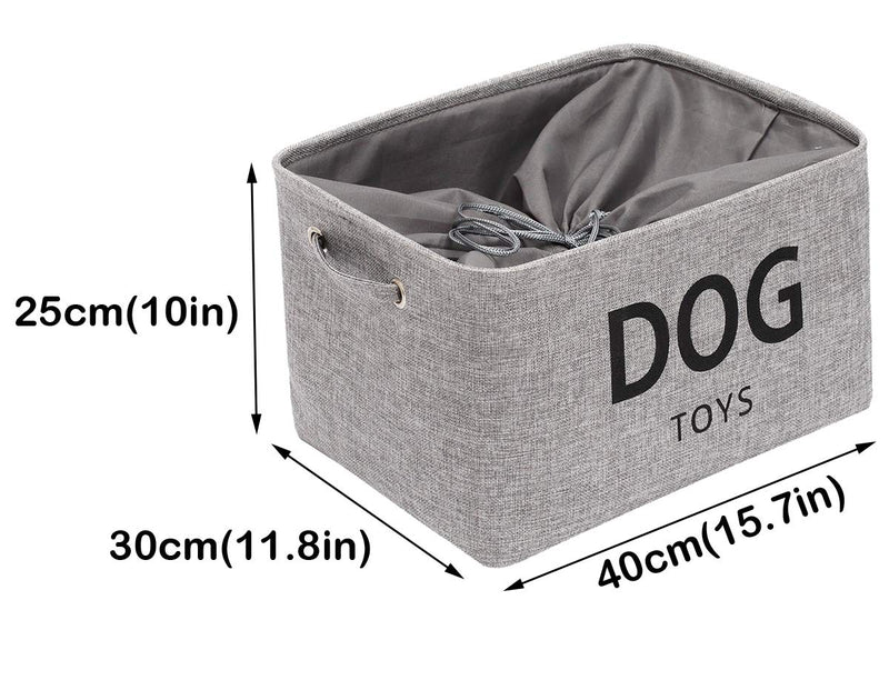 Morezi Canvas Dog Toy Box Puppy Toy Basket Bin with Handles and Drawstring Closure - Perfect for Organizing Pet Toys, Blankets, Leashes, Towel, Coats, Diaper, Pet Pee Mat - Grey - PawsPlanet Australia