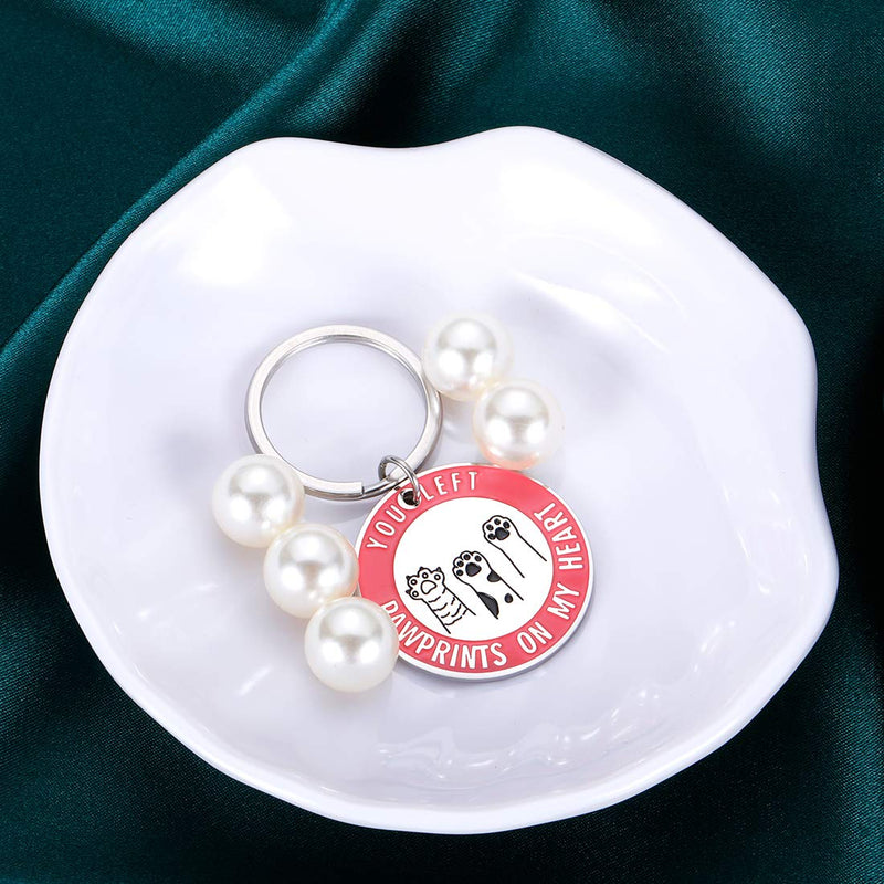 [Australia] - Pet Memorial Gifts Keychain Dog Cat Loss of Pet Sympathy Gifts Family Pet Keepsake Remembrance Comforting Gifts for Women Men Friend Coworker Boss You Left Pawprints On My Heart Keyring Jewelry 