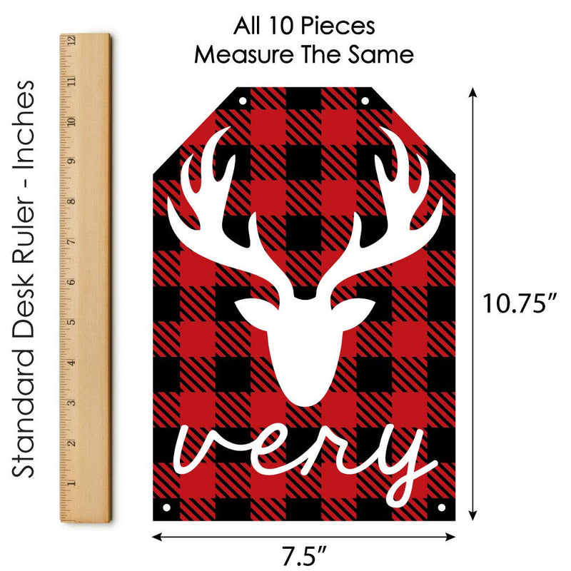 Big Dot of Happiness Prancing Plaid - Hanging Vertical Paper Door Banners - Reindeer Holiday and Christmas Party Wall Decoration Kit - Indoor Door Decor - PawsPlanet Australia