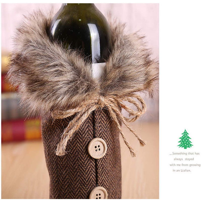 JYHF Christmas Wine Bottle Cover Newest Collar & Button Coat Design Wine Bottle Sweater Wine Bottle Dress Sets Xmas Party Decorations Holiday Dining Table Decor Party Gift(2 Pack) - PawsPlanet Australia