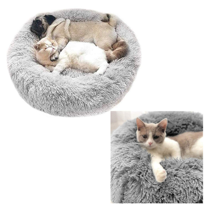 LACGO Dog & Cat Calming Ultra Sofa Bed, Comfortable Donut Cuddler Cuddler Cushion for Medium or Small Pets, Removable, Washable, Non-Slip Waterproof Bottom Gray - PawsPlanet Australia