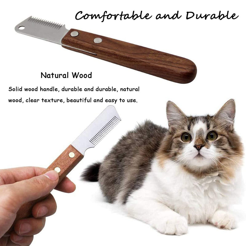 Lushly Dog Trimming Knife Pet Shaving Comb Grooming Accessories Combs Comb with Wooden Handle for Dogs Cats - PawsPlanet Australia