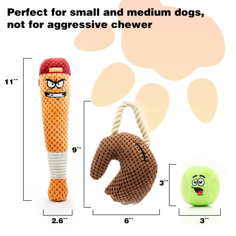 SYEENIFY Puppy Toys for Small Dogs, Teething Toys for Puppies,Cute Pig Toys for Small Dogs,Durable Chew Toys for Puppies,100% Natural Cotton Rope Chew Toys, Safe, Non-Toxic Baseball pattern - PawsPlanet Australia