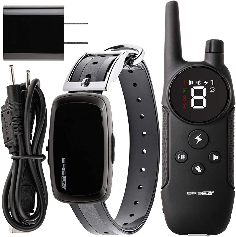 [Australia] - BRISON Dog Training Collar - 3 Modes - Humane Rechargeable Waterproof Anti Bark Collar for Small Medium and Large Dogs with Remote Trainer E-Collar 1000 ft 