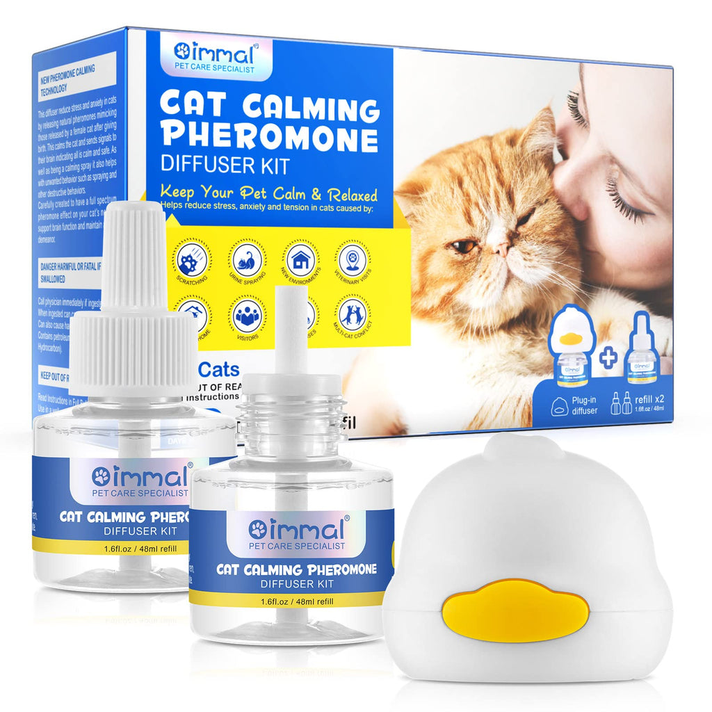 Cat Calming Diffuser, 2 in 1 Cat Calming Starter Kit (Diffuser Head + 2pcs 48ml Vial) for 60 Days Use, Cat Pheromones Calming Diffuser Refill, Enhanced Cat Calming Diffuser Kit for Cat Anxiety Relief - PawsPlanet Australia