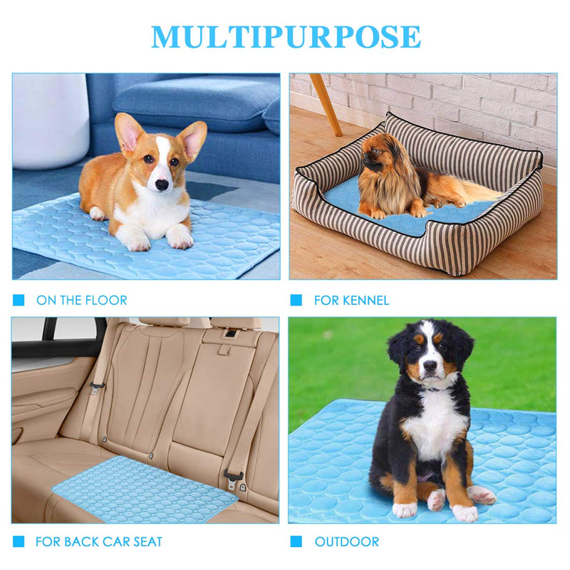 Dog Cooling Mat Large Cooling Pad Machine Washable Summer Cooling Mat for Dogs Cats Kennel Pad Breathable Pet Self Cooling Blanket Dog Crate Sleep Mat (2228IN, Blue) 22*28IN - PawsPlanet Australia