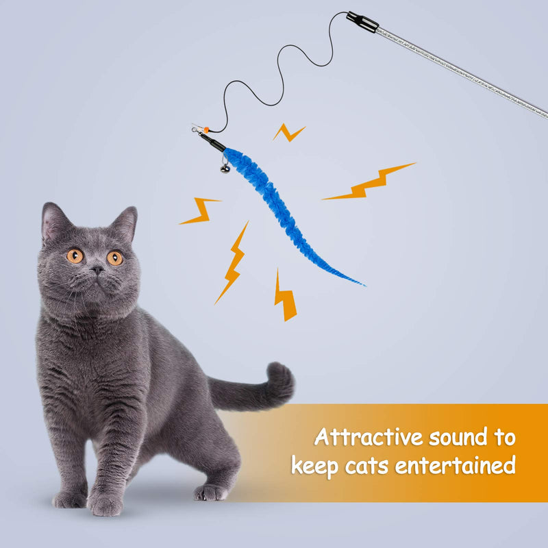 [Australia] - ZooZoo Cat Toy (8xTeasers+2xWands) Interactive Fun Play Set, Healthy Kitten Active Exercise Pet Stimulate Safe Entertain Replaceable Soft Feather Fur Attachment Elastic Cord Jingle Bell Refill Catcher 