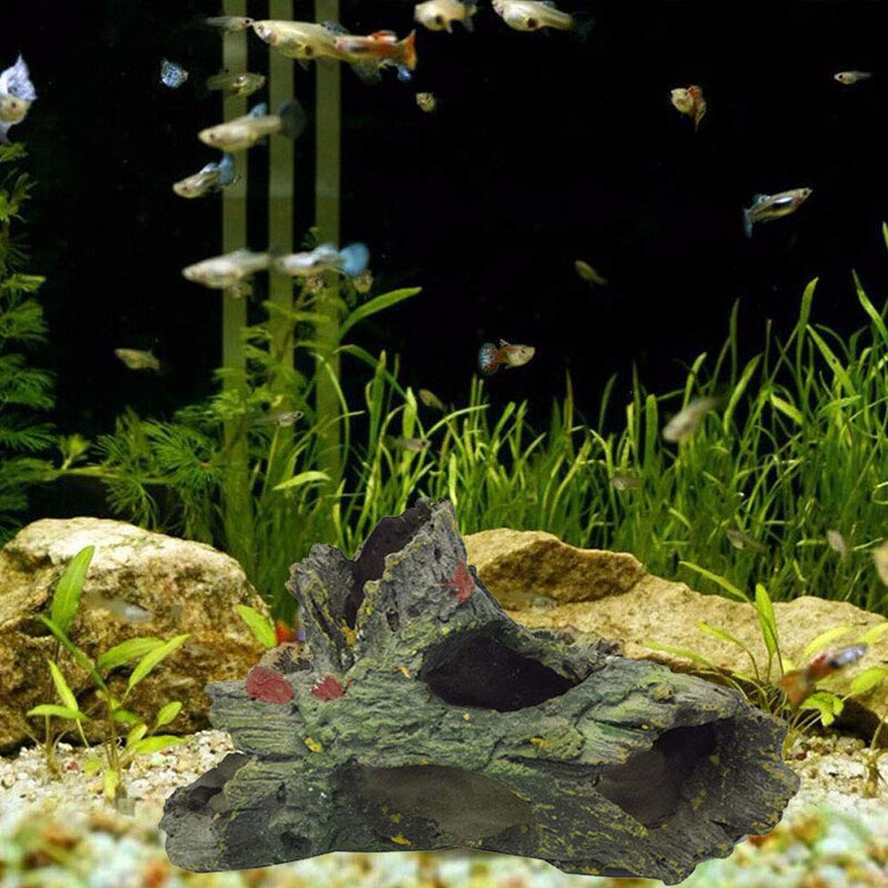 Tfwadmx Decaying Trunk Aquarium, Betta Fish Ornament, Freshwater Ornament - Small Resin Aquarium Decoration Log, 20 Gallon Fish Tank Wood with Holes & Aquarium Hideout Caves 2PCS - PawsPlanet Australia