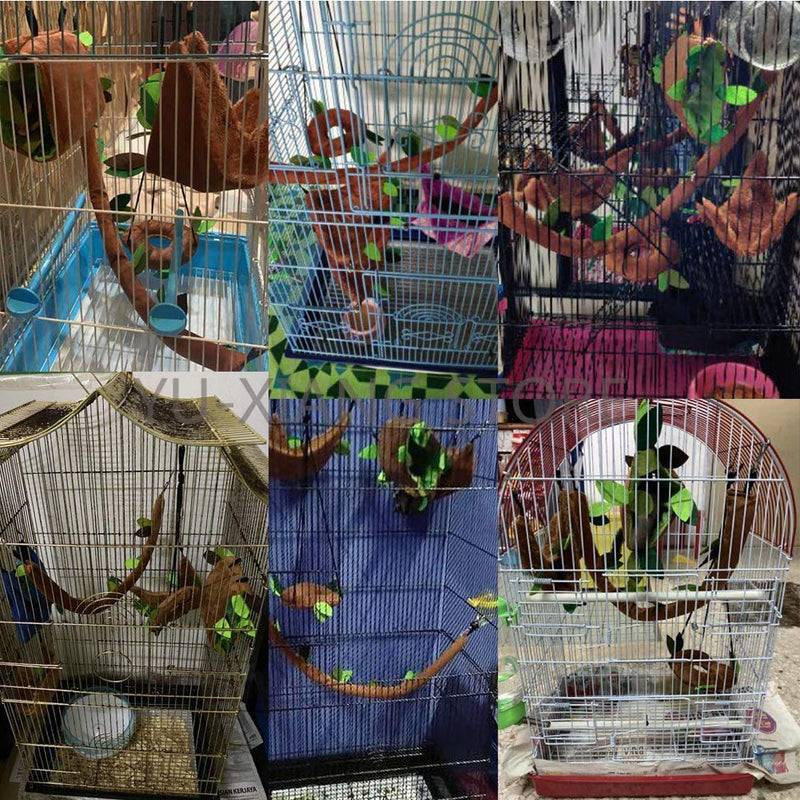 ISMARTEN Hamster Hammock Small Animals Jungle Hanging Warm Bed House Cage Nest Accessories Forest Pattern Cage Toy Leaf Hanging Tunnel and Swing for Sugar Glider Squirrel Hamster (5 Pcs) - PawsPlanet Australia